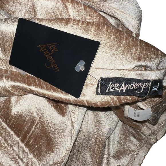 Lee Andersen Vampiress Skirt XL Taupe Gold Dupioni Silk Roses Wedding Formal - Picture 9 of 15